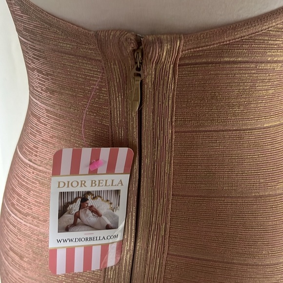 NEW  DIOR BELLA Gold Rose Bandage Dress Size XS - Picture 5 of 13
